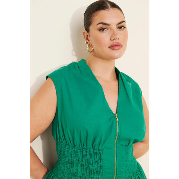 Anthropologie - Sleeveless Dress with Front Zipper and Smocked Waist, Size 2X - Picture 2 of 12